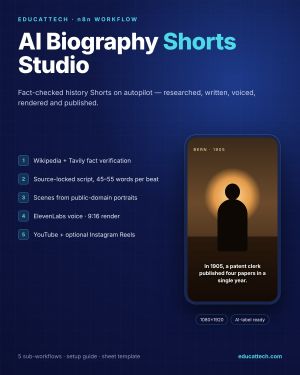 AI Biography Shorts Studio — Fact-Checked History Shorts for n8n